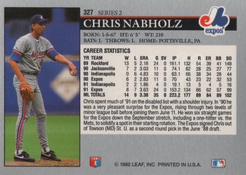 1992 Leaf #327 Chris Nabholz Back