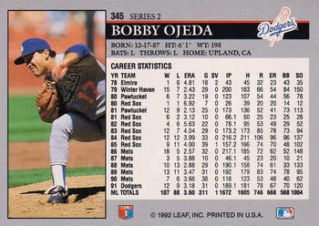 1992 Leaf #345 Bobby Ojeda Back