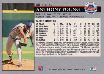 1992 Leaf #356 Anthony Young Back