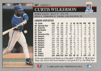 1992 Leaf #387 Curtis Wilkerson Back