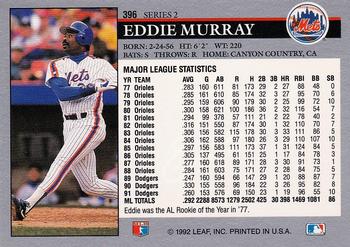 1992 Leaf #396 Eddie Murray Back