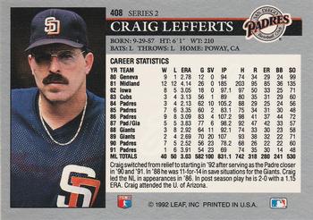 1992 Leaf #408 Craig Lefferts Back