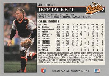 1992 Leaf #411 Jeff Tackett Back