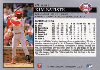 1992 Leaf #421 Kim Batiste Back