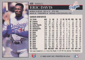 1992 Leaf #430 Eric Davis Back