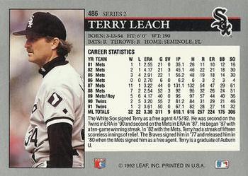 1992 Leaf #486 Terry Leach Back