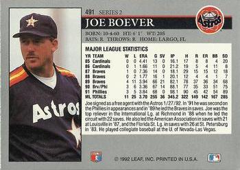 1992 Leaf #491 Joe Boever Back