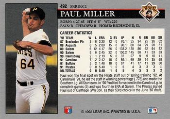 1992 Leaf #492 Paul Miller Back