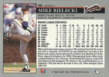 1992 Leaf #505 Mike Bielecki Back