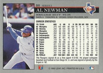 1992 Leaf #511 Al Newman Back