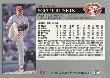 1992 Leaf #521 Scott Ruskin Back