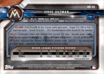 2018 Bowman Draft - Purple #BD-66 Jorge Guzman Back