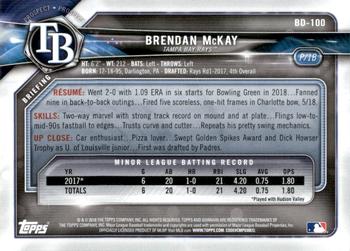 2018 Bowman Draft - Blue #BD-100 Brendan McKay Back