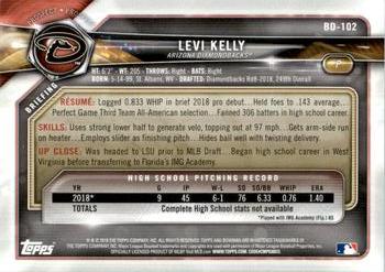 2018 Bowman Draft - Blue #BD-102 Levi Kelly Back