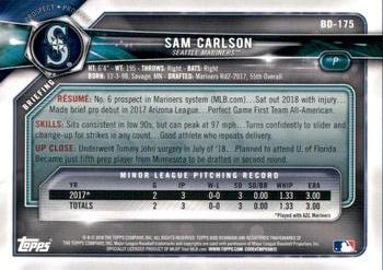 2018 Bowman Draft - Blue #BD-175 Sam Carlson Back