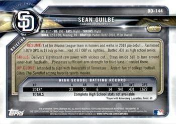 2018 Bowman Draft - Green #BD-144 Sean Guilbe Back