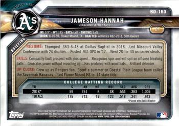 2018 Bowman Draft - Green #BD-160 Jameson Hannah Back
