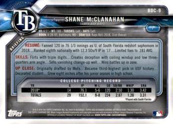 2018 Bowman Draft - Chrome #BDC-9 Shane McClanahan Back