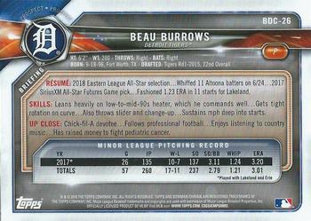 2018 Bowman Draft - Chrome #BDC-26 Beau Burrows Back