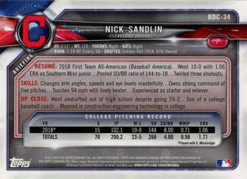2018 Bowman Draft - Chrome #BDC-34 Nick Sandlin Back
