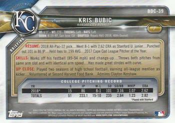 2018 Bowman Draft - Chrome #BDC-39 Kris Bubic Back