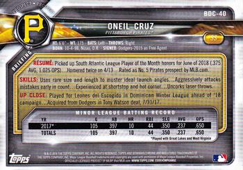2018 Bowman Draft - Chrome #BDC-40 Oneil Cruz Back