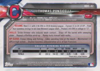 2018 Bowman Draft - Chrome #BDC-42 Thomas Ponticelli Back