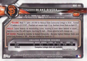 2018 Bowman Draft - Chrome #BDC-80 Blake Rivera Back