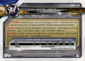 2018 Bowman Draft - Chrome #BDC-104 Justin Jarvis Back
