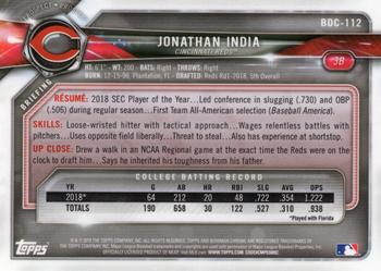 2018 Bowman Draft - Chrome #BDC-112 Jonathan India Back