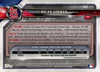 2018 Bowman Draft - Chrome #BDC-117 Nolan Gorman Back
