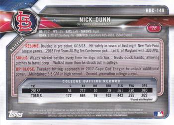 2018 Bowman Draft - Chrome #BDC-149 Nick Dunn Back