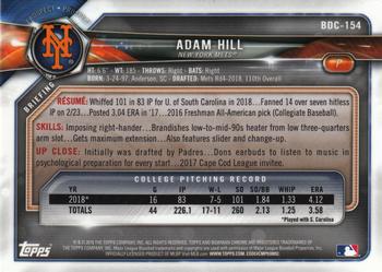 2018 Bowman Draft - Chrome #BDC-154 Adam Hill Back