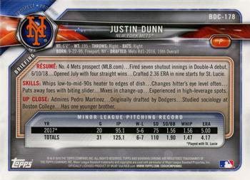 2018 Bowman Draft - Chrome #BDC-178 Justin Dunn Back