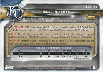 2018 Bowman Draft - Chrome #BDC-196 Jackson Kowar Back