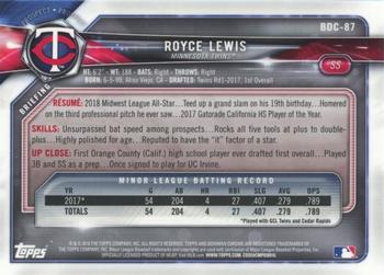 2018 Bowman Draft - Chrome #BDC-87 Royce Lewis Back