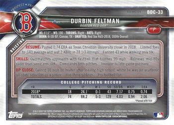2018 Bowman Draft - Chrome Refractors #BDC-33 Durbin Feltman Back