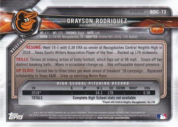 2018 Bowman Draft - Chrome Refractors #BDC-73 Grayson Rodriguez Back