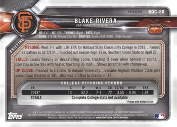 2018 Bowman Draft - Chrome Refractors #BDC-80 Blake Rivera Back