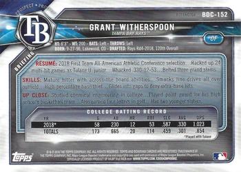 2018 Bowman Draft - Chrome Refractors #BDC-152 Grant Witherspoon Back