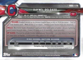 2018 Bowman Draft - Chrome Refractors #BDC-176 Raynel Delgado Back