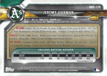 2018 Bowman Draft - Chrome Refractors #BDC-179 Jeremy Eierman Back