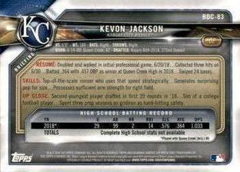 2018 Bowman Draft - Chrome Blue Refractor #BDC-83 Kevon Jackson Back