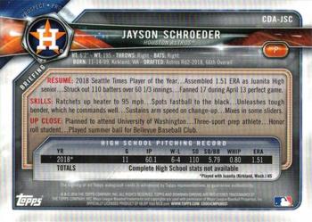 2018 Bowman Draft - Chrome Draft Pick Autographs #CDA-JSC Jayson Schroeder Back