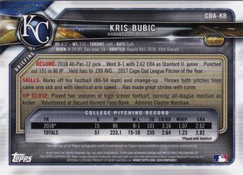 2018 Bowman Draft - Chrome Draft Pick Autographs #CDA-KB Kris Bubic Back
