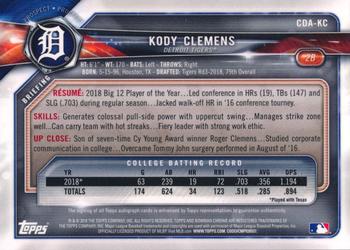 2018 Bowman Draft - Chrome Draft Pick Autographs Blue Wave Refractor #CDA-KC Kody Clemens Back