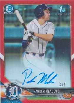 2018 Bowman Draft - Chrome Draft Pick Autographs Red Refractor #CDA-PM Parker Meadows Front