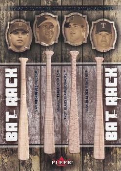 2005 Fleer Classic Clippings - Bat Rack Quad Blue #RTGB Ivan Rodriguez / Miguel Tejada / Troy Glaus / Hank Blalock Front