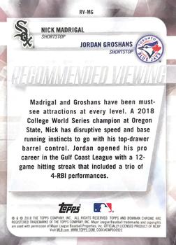 2018 Bowman Draft - Recommended Viewing Dual Autographs Gold Refractor #RVA-MG Jordan Groshans / Nick Madrigal Back