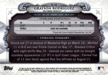 2018 Bowman Draft - Bowman Sterling Continuity #BS-GR Grayson Rodriguez Back